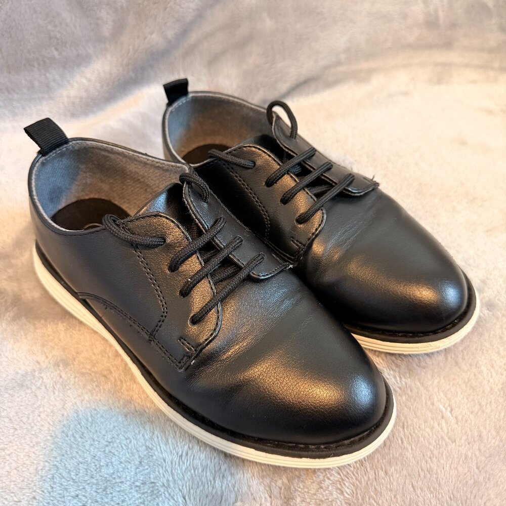 Cat & Jack Boys’ Will Oxford Dress Shoes Size 1 Black Formal Lace Up Cushioned